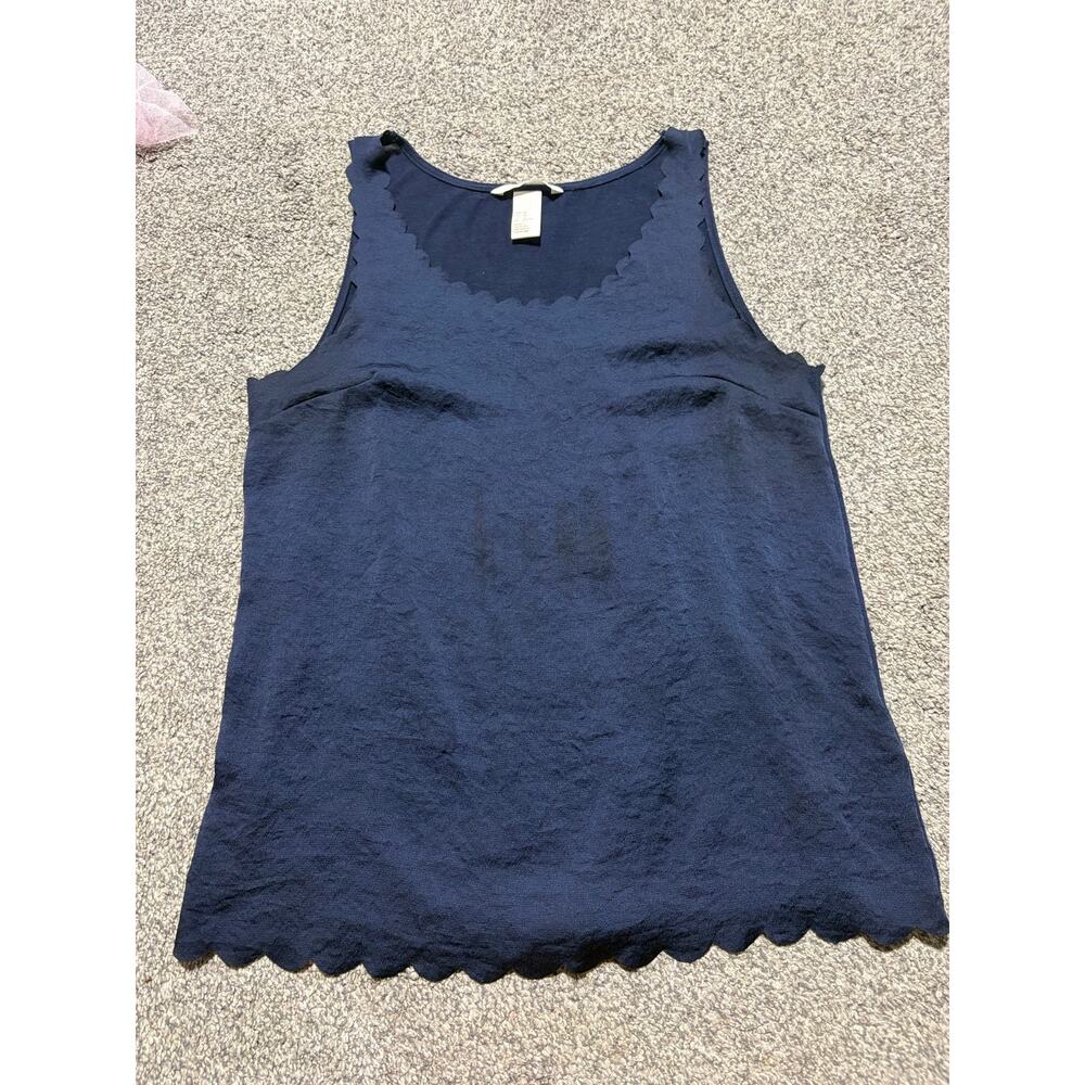 H&M womens xs scalloped edge navy tank